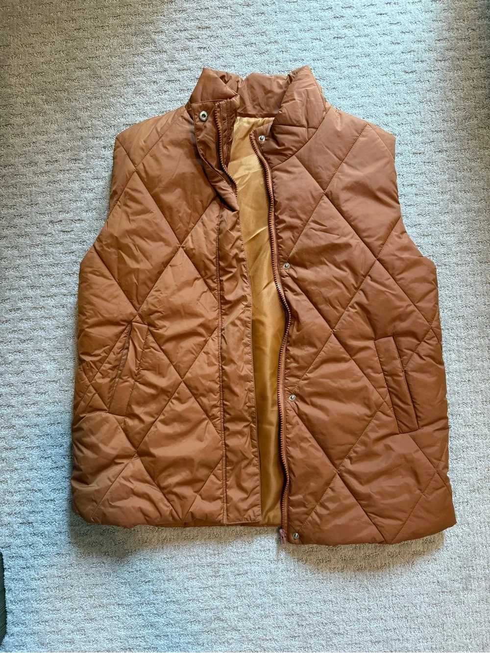 Quilted Brown Puffer Vest - Lightweight Insulated Vest